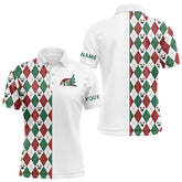 Maxcorners Christmas Golf Custom Red, White, Green Argyle Pattern Golf Gifts
