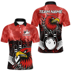 Maxcorners Black and Red Lightning thunder storm Eagle Bowling Shirts for Men Custom Team bowling jerseys LM1625