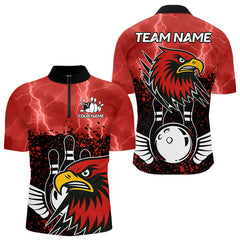 Maxcorners Black and Red Lightning thunder storm Eagle Bowling Shirts for Men Custom Team bowling jerseys LM1625