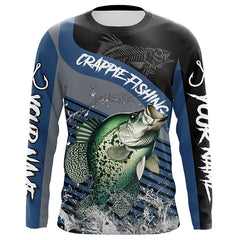 Maxcorners Crappie fishing Custom UV protection fishing long sleeve shirt, Crappie Fishing jerseys | Blue MT2108