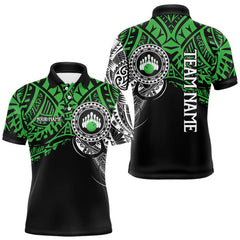 Maxcorners Personalized Black and Green Tribal pattern Mens Bowling Shirts Custom Team Bowling outfit for men MT2709