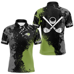 Maxcorners Black and Green Camo Golf Polo shirt for Men Custom golf team uniform golf outfit