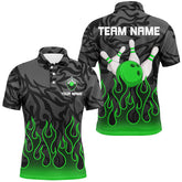Maxcorners Green Flame Fire Bowling Shirts Black Camo Bowling Jerseys Personalized Bowling Team Shirts