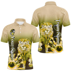 Maxcorners Yellow Lightning Lion Bowling Polo, Quarter Zip Shirts for Men Custom Lion Bowling Team jerseys LM2901