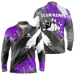Maxcorners Purple Grunge pattern Bowling Team Shirt For Men Custom Bowling jersey Uniform Bowler OutfitsMT0306