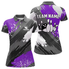 Maxcorners Purple Grunge pattern Bowling Team Shirt For Men Custom Bowling jersey Uniform Bowler OutfitsMT0306