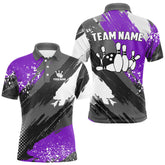 Maxcorners Purple Grunge pattern Bowling Team Shirt For Men Custom Bowling jersey Uniform Bowler OutfitsMT0306