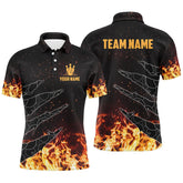 Maxcorners Bowling Polo Shirts For Men Custom Flame Camo Bowling Team Jerseys, Gifts For Bowlers