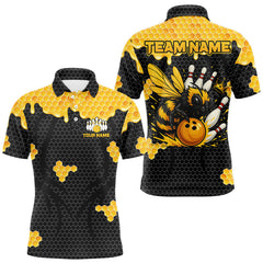 Maxcorners Custom Black and Yellow Honey Bee Bowling Shirts For Men, Bee Bowling Team Bowlers Outfit LM0803