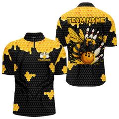 Maxcorners Custom Black and Yellow Honey Bee Bowling Shirts For Men, Bee Bowling Team Bowlers Outfit LM0803