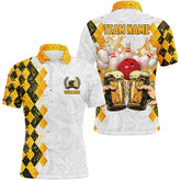 Maxcorners Bowling And Beer Argyle Pattern Custom Bowling Polo Shirt Bowling Team League Jersey