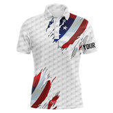 Maxcorners Red, White And Blue American Flag Golf Pattern Mens And Women Golf Polo Shirts Custom Patriotic Mens Golf Tops