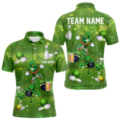 Maxcorners Funny Green Shamrock Lucky Bowling Shirts For Men And Women Custom St Patrick Day Team Bowling Jerseys
