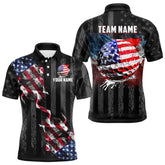 Maxcorners Black American flag smoke Mens golf polo shirts Custom Patriotic Team Golf attire MT0609