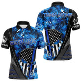Maxcorners Black And White American Flag Skull Blue Camo Bowling Shirts For Men Custom Team Bowling Jerseys