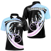 Maxcorners Blue Purple Gradient Bowling Shirts For Men Custom Bowling Team League Jersey, Gift For Bowler LM1008