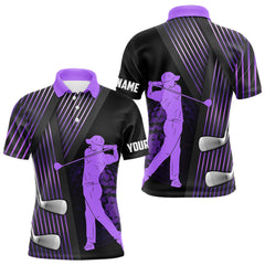 Maxcorners Black and purple Mens golf polo shirts custom golf clubs team golf shirts, golf tops for men LM2206