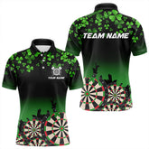 Maxcorners Green Shamrock Darts Board Pattern Lucky Darts Shirt For Men And Women Custom St Patrick Day Team Darts Jersey