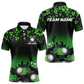 Maxcorners Green Shamrock Flame Golf Ball Men Golf Polo Shirts Customize St Patrick Day Team Mens And Women Golf Shirts