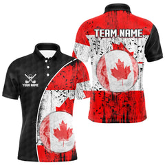 Maxcorners Personalized Black Camo Golf Polo Shirts For Men Custom Canadian Flag patriotic golf shirts outfit