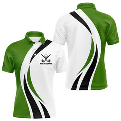 Maxcorners Green and White Men golf polo shirt Custom golf attire for men, gifts for golf lovers MT1309