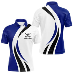 Maxcorners Blue and White Men golf polo shirt Custom golf attire for men, gifts for golf lovers MT1309