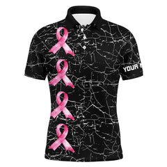 Maxcorners Golf Breast Cancer Awareness Customized Name 3D Polo Shirt Unisex