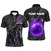 Maxcorners Black Camo Panther Purple Flame Bowling Jersey Multicolor Option Customized Name, Team Name 3D Shirt
