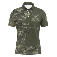 Maxcorners Green Camo Mens Golf Polo Shirts Custom golf attire for men, personalized golfer gifts