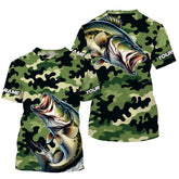 Maxcorners Black Green camo Bass fishing Custom Long Sleeve Tournament Fishing Shirts, Performance Bass Jerseys MT2108