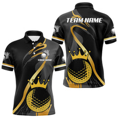 Maxcorners Black and Gold Crown Golf ball Men's golf polo shirts custom team golf tops for men LM2509