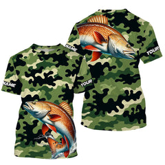 Maxcorners Black Green camo Redfish fishing Custom Long Sleeve Tournament Fishing Shirts, Red drum fishing Jersey MT2108