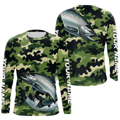 Maxcorners Black Green camo Chinook salmon fishing Custom Long Sleeve Tournament performance Fishing Shirts MT2108