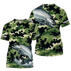 Maxcorners Black Green camo Chinook salmon fishing Custom Long Sleeve Tournament performance Fishing Shirts MT2108
