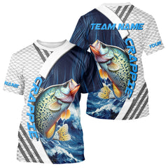 Maxcorners Blue and White Camo Crappie fishing Custom name sun protection Crappie fishing team jerseys LM0409