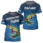 Maxcorners Blue camo Northern Pike fishing Custom performance long sleeve team Pike fishing tournament shirts MT2108