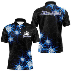 Maxcorners Blue snowflake black camo Christmas Bowling Shirts For Men custom bowling team jerseys, bowling gifts LM0611