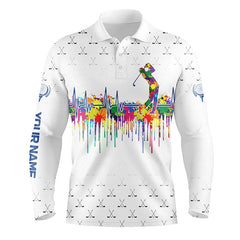 Maxcorners Golf Watercolor Golf Heartbeat Customized Name 3D Shirt