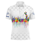 Maxcorners Golf Watercolor Golf Heartbeat Customized Name 3D Shirt