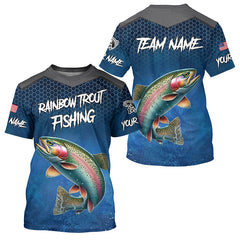 Maxcorners Blue camo Rainbow trout fishing Custom performance long sleeve team Trout fishing tournament shirts MT2108