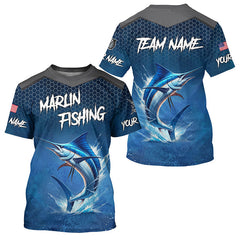 Maxcorners Blue camo Marlin fishing Custom performance long sleeve team Marlin fishing tournament shirts MT2108