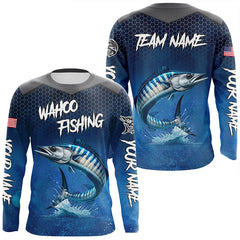 Maxcorners Blue camo Wahoo fishing Custom performance long sleeve team Wahoo fishing tournament shirts MT2108
