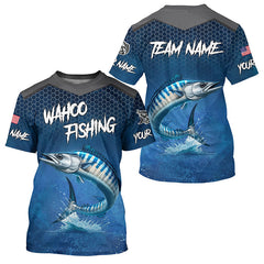 Maxcorners Blue camo Wahoo fishing Custom performance long sleeve team Wahoo fishing tournament shirts MT2108