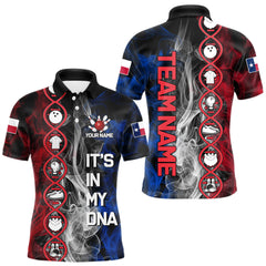Maxcorners Red, White & Blue Smoke Texas Flag Patriotic Team Bowling Shirt For Men Custom It's in my DNA Shirts