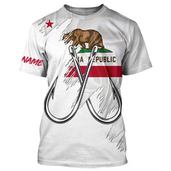 Maxcorners California flag CA Fishing Fish Hook UV protection custom long sleeve Patriotic fishing apparel MT2108