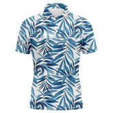 MaxCorners Golfs Blue Tropical Pattern Customized Name 3D Polo Shirt For Men