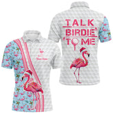 Maxcorners Funny Pink Flamingo Blue Christmas Golf Jersey Customized Name 3D Shirt Unisex