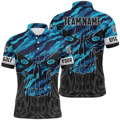 Maxcorners Blue camo Mens Disc golf polo shirts custom skull disc golf jerseys, disc golf shirts MT0510