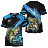 Maxcorners Black and Blue Walleye fishing custom fishing team jerseys, sport fishing shirts MT2108