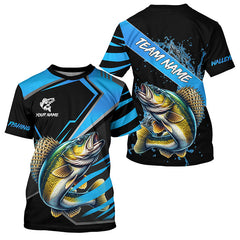 Maxcorners Black and Blue Walleye fishing custom fishing team jerseys, sport fishing shirts MT2108
